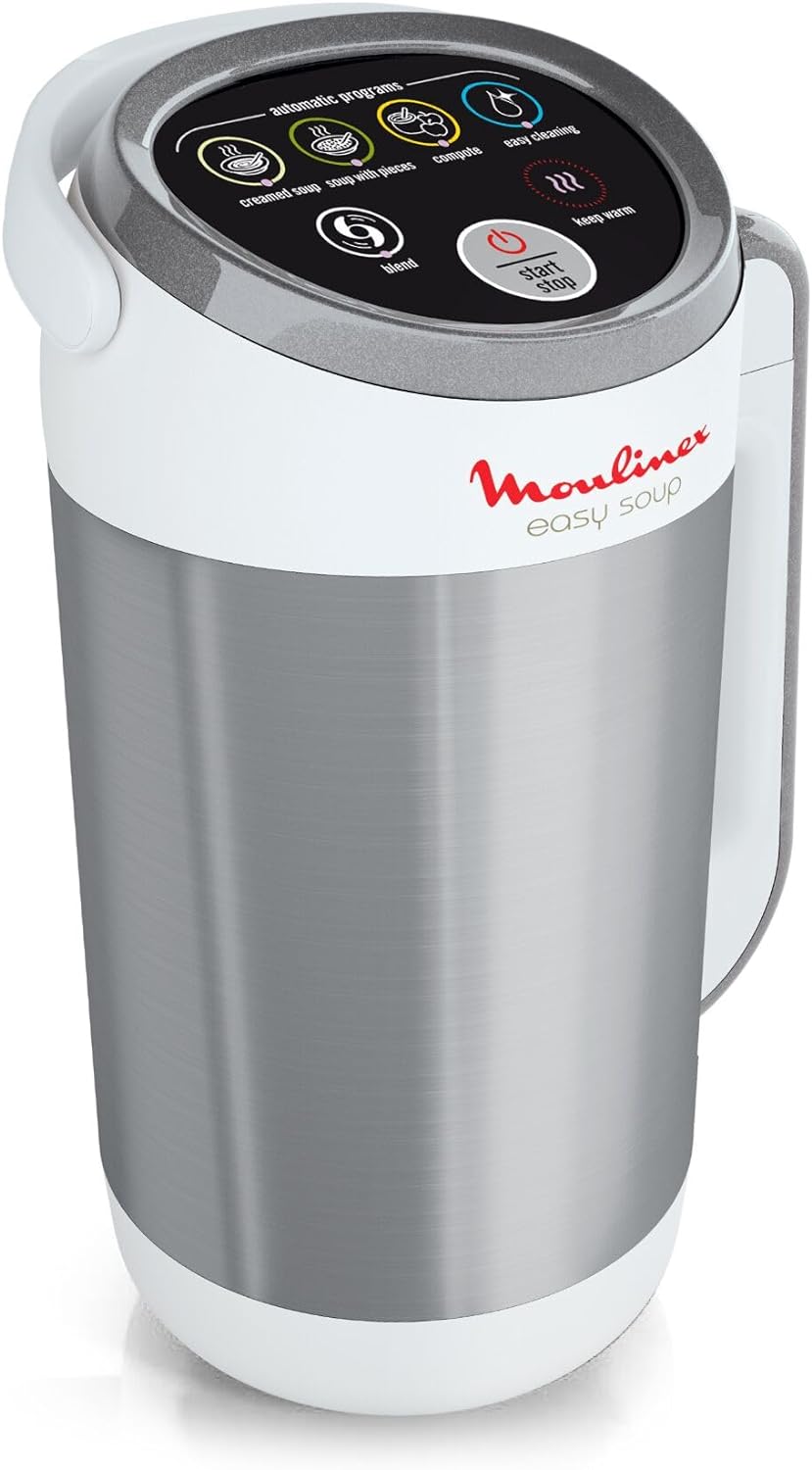 Sopera Eléctrica Moulinex color acero inox y blanca.
