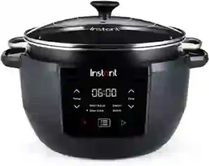 Arrocera Eléctrica Instant Olla de Cocción Lenta de estilo moderno, botones táctiles, tipo bol, con tapa de cristal.