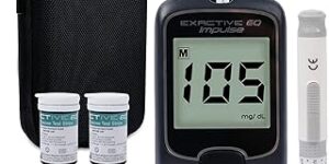 Glucometro. Medidor de Glucosa en Sangre. Diabetes Kit de Prueba de Azúcar en sangre con 50 Tiras de Prueba Exactive EQ-mg/dL
