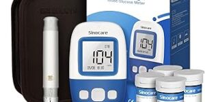 Glucometro. sinocare Medidor de Glucosa en Sangre. Kit Medidor Azucar Sangre con 100 x Tiras de Prueba de Glucosa - mg/dL- sinocare Safe AQ Angel
