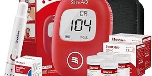 Sinocare Medidor Glucosa en Sangre. Kit Prueba Glucosa en Sangre. 100 x Tiras de Prueba Glucosa en Sangre - mg/dL (Solo Safe AQ Smart)