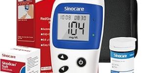 Sinocare Medidor de Glucosa en Sangre. Glucometro. Kit de 25 Tiras Reactivas para Prueba Glucosa en Sangre (Safe-Accu2)