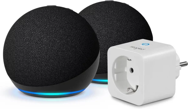 Echo Dot (5.ª generación) | Antracita, pack de 2 + Sengled Smart Plug
