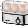 MESKO MS-4485 Cuece Huevos Eléctrico para 3 Huevos, Acero Inoxidable, Protección por Sobre Calentamiento, 350W, Libre de BPA