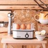 MESKO MS-4485 Cuece Huevos Eléctrico para 3 Huevos, Acero Inoxidable, Protección por Sobre Calentamiento, 350W, Libre de BPA