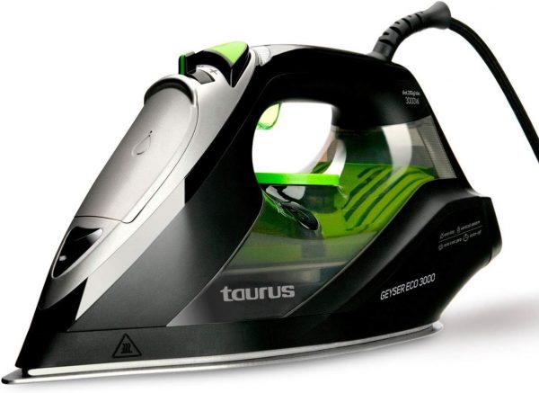 Taurus Plancha 3000W, Elimina Virus y bacterias, Punta de precisión, regulador de Vapor y Temperatura, antical Recargable, Suela anodizada ultradesliante, Negro