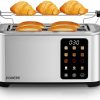 Tostadora, 2 Ranuras largas y anchas, 9 Niveles de dorado Posiciones Tostado, con Control de Pantalla Táctil Soporte para Panecillos y Bandeja Recogemigas,Cancelación/Descongelación/Recalentamiento