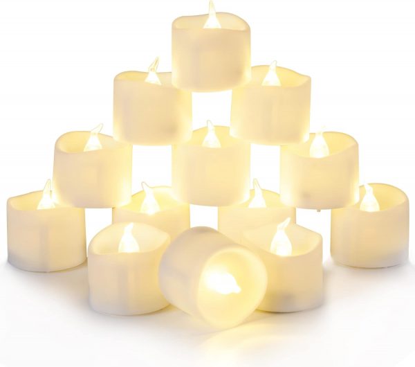 Da by Velas led，Velas de té LED 24Pack Plástico Blanco Cálido