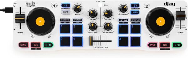 Hercules DJControl Mix - Controladora DJ Bluetooth de 2 pist...