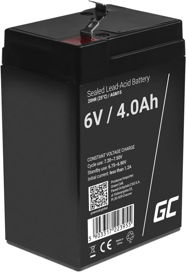 Green Cell Batería AGM VRLA 6V 4Ah -