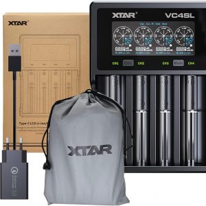 Cargador de batería XTAR VC4SL: Cargador USB-C, corriente de carga personalizable, prueba y recuperación de capacidad de la batería, compatible con baterías Li-ion y Ni-MH recargables