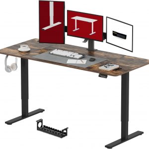 SANODESK 180 x 80 cm Escritorio Elevable Eléctrico con Tablero Escritorio Regulable en Altura Eléctrico Telescópico Bidireccional con Control de Memoria y Tecnología Anticolisión (Marrón)