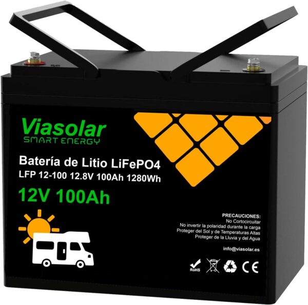 VIASOLAR Batería de Litio 100Ah 12V