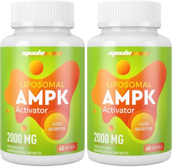 Cápsulas Liposomales Activador AMPK 2000 mg (2 Paquetes), Fórmula 6 en 1 con Berberina HCL, Quercetina Dihidratada y Resveratrol, para Soporte Antioxidante y Regulación Celular, Sin Soja, Sin Gluten