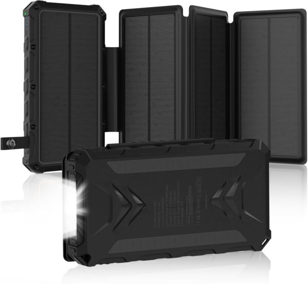 Banco de energía solar de 20000 mAh,...
