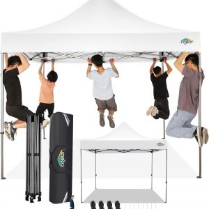 COBIZI Carpa Plegable 3x3 sin Pared Lateral,Impermeable Carpa Plegable,Carpas para Exteriores Pergola,Cenadores para Jardin Fiesta Camping Playa (3 por 3m Blanco)