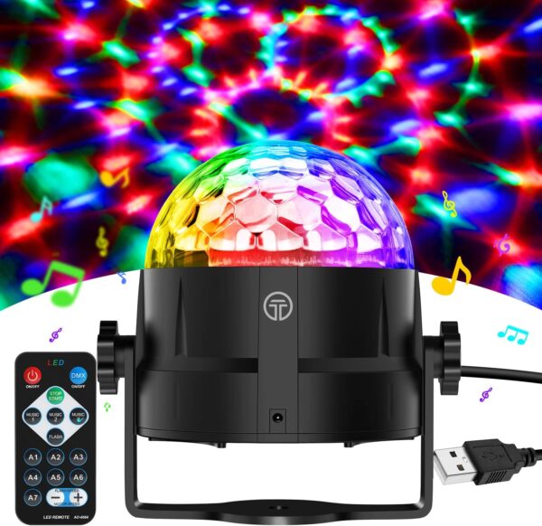Bola Luces Discoteca LED, 7 Colores RGB Luz con Sonido Activ...