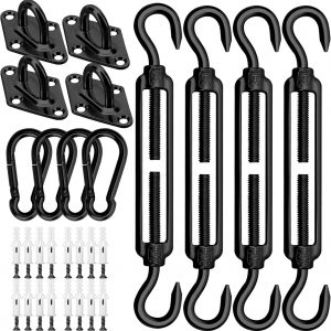 M6 - Juego de fijación para toldos de toldo de Acero Inoxidable, Kit de Hardware para triángulo y Cuadrado, rectángulo, Accesorios de fijación, Color Negro