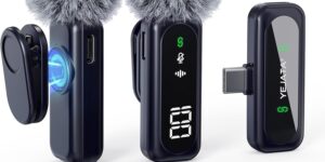 YEJATA Micrófono Lavalier inalámbrico con pantalla digital d