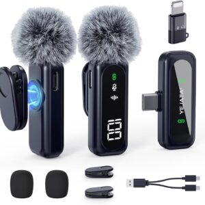 71XUN1QvziL._AC_SL1500_.jpg YEJATA Micrófono Lavalier inalámbrico con pantalla digital d