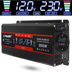 LVYUAN Inversor 12V a 220V 230V 2000W... LVYUAN Inversor 12V a 220V 230V 2000W