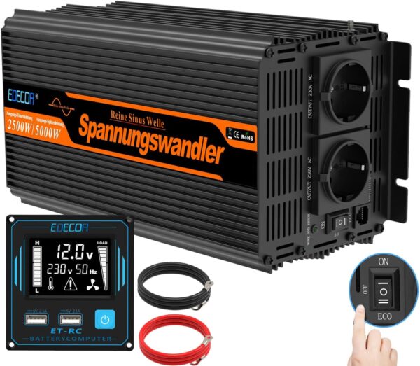 EDECOA inversor 12v 220v Onda Pura...