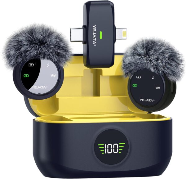 YEJATA Micrófono inalámbrico 2 en 1 para iPhone, Android, Mi...