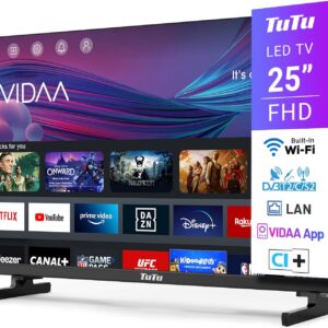 TuTu Smart TV 25 Pulgadas WiFi FHD Televisor con LED Pantall