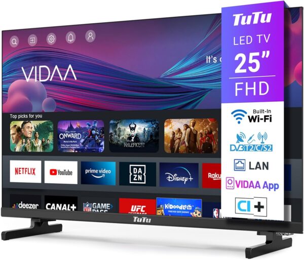 TuTu Smart TV 25 Pulgadas WiFi FHD Televisor con LED Pantall...