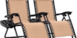 T Set de 2 Tumbonas Reclinables con Portavasos,Tumbonas Jardin Exterior Silla de Playa con Portavasos y Reposacabezas,Silla de Playa Ajustable para Jardín,Playa,Piscina,Terraza,Carga de 150 KG