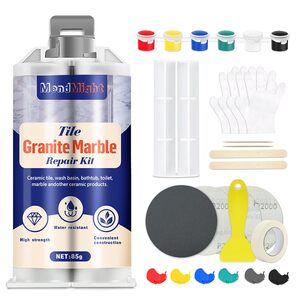 Kit de Reparación de Azulejos y Granito/Mármol, Kit de Reparación de Encimeras de Porcelana, Piedra y Cuarzo para Contraarrestar Astillas, Abolladuras, Grietas, Agujeros y Arañazos, Repara los Bordes
