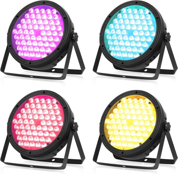 BETOPPER Luz de Escenario RGBW 4-in-1 luces dj 120W DMX LED Par Light Disco Lights DJ Sonido activado Party Lights para Iglesias, Bodas, Bandas, Drama, Club, Luces de Fiesta de Navidad LPC120 (4Pieza)