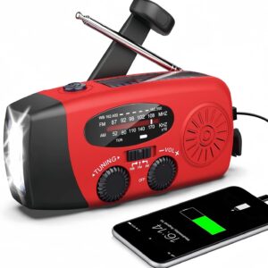 Radio solar portátil con tiempo AM/FM/NOAA. generador de man