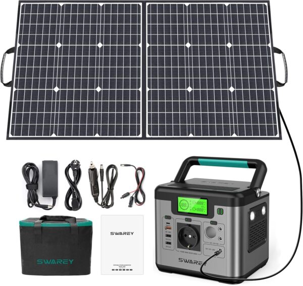 SWAREY Estación de Energía Portátil, 518Wh Generador Solar c...