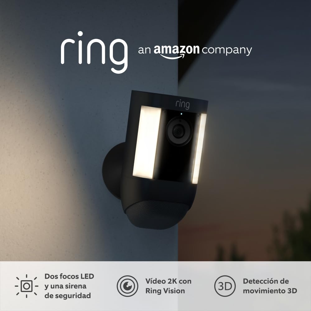 Ring cámara Pro con luces y batería