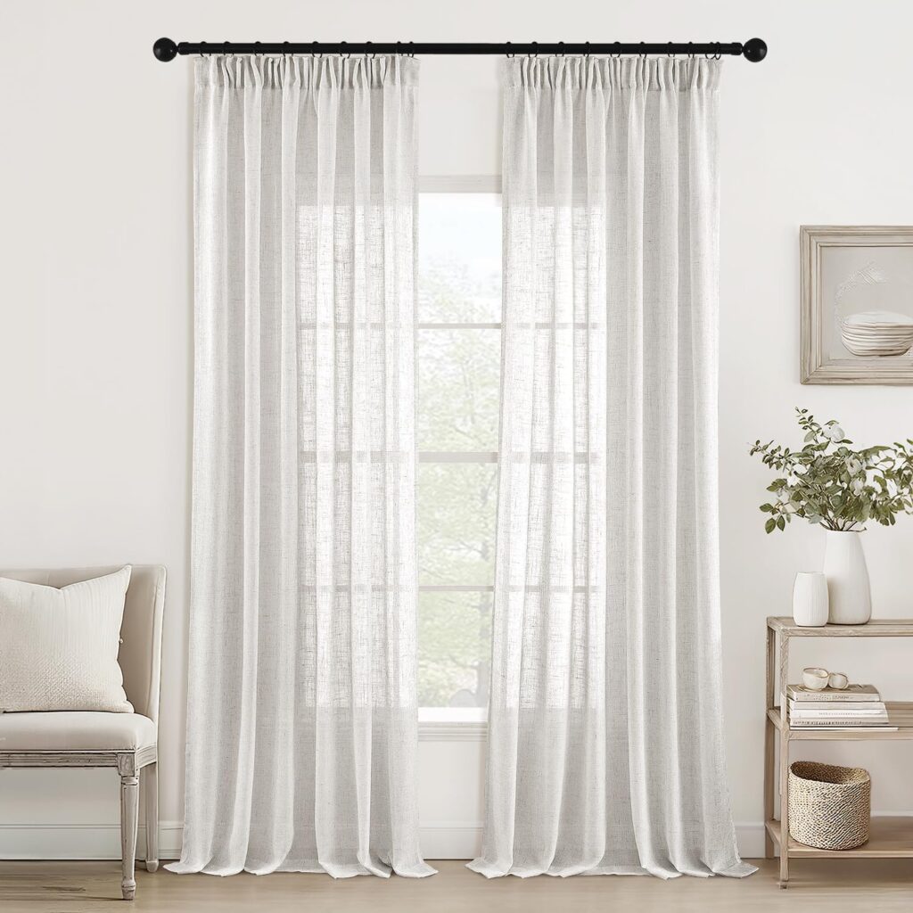 MIULEE Juego de Cortinas de Lino