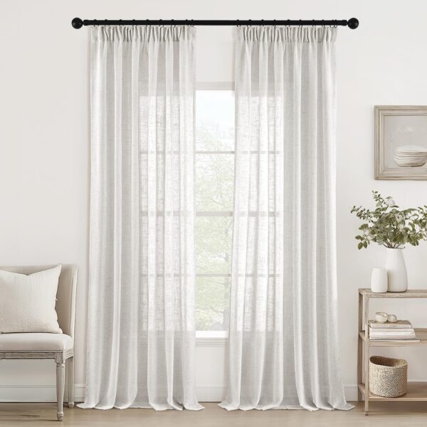 MIULEE Juego de Cortinas de Lino