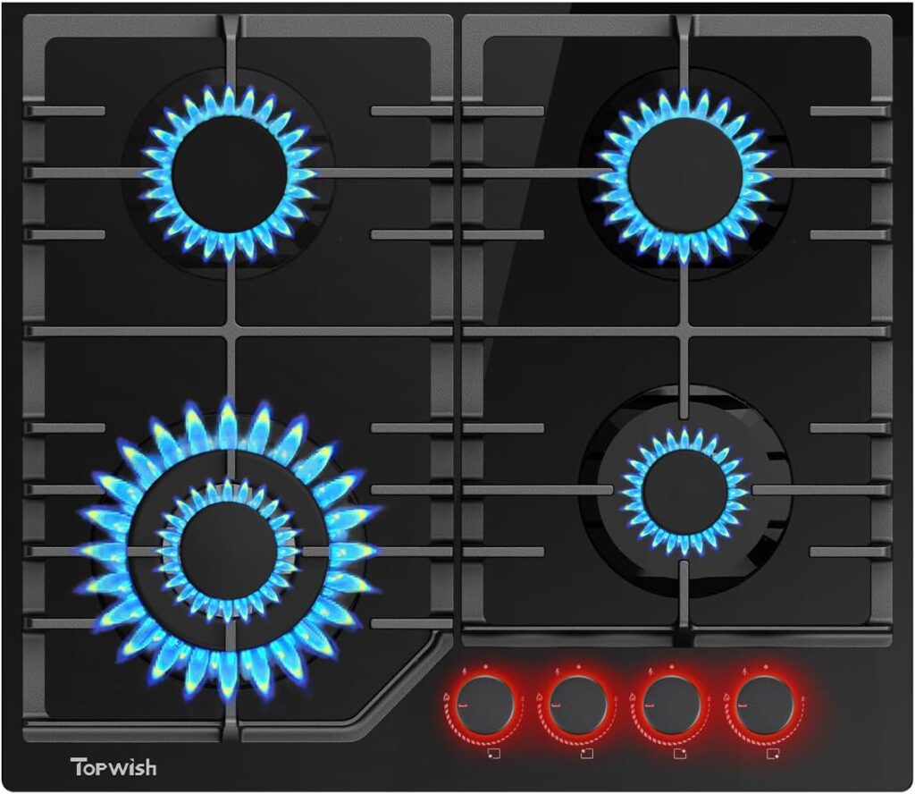 TOPWISH placa de gas 4 fuegos,