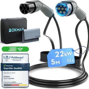 bokman EV Cable de Carga Tipo 2,
