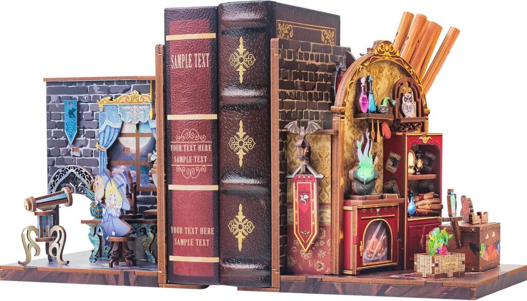 CUTEBEE Book Nook Kit,DIY Wooden